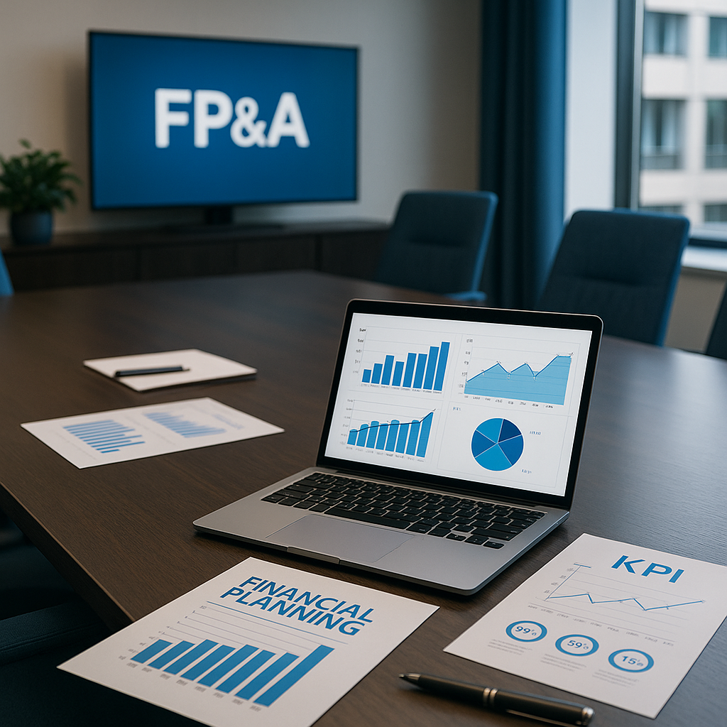 Dashboard with FP&A metrics and charts